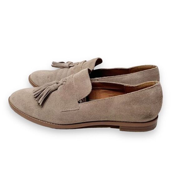 Franco Sarto Tan Suede Havea Tassel Loafers Neutral Boho Minimalist Women’s 10M - Picture 5 of 6